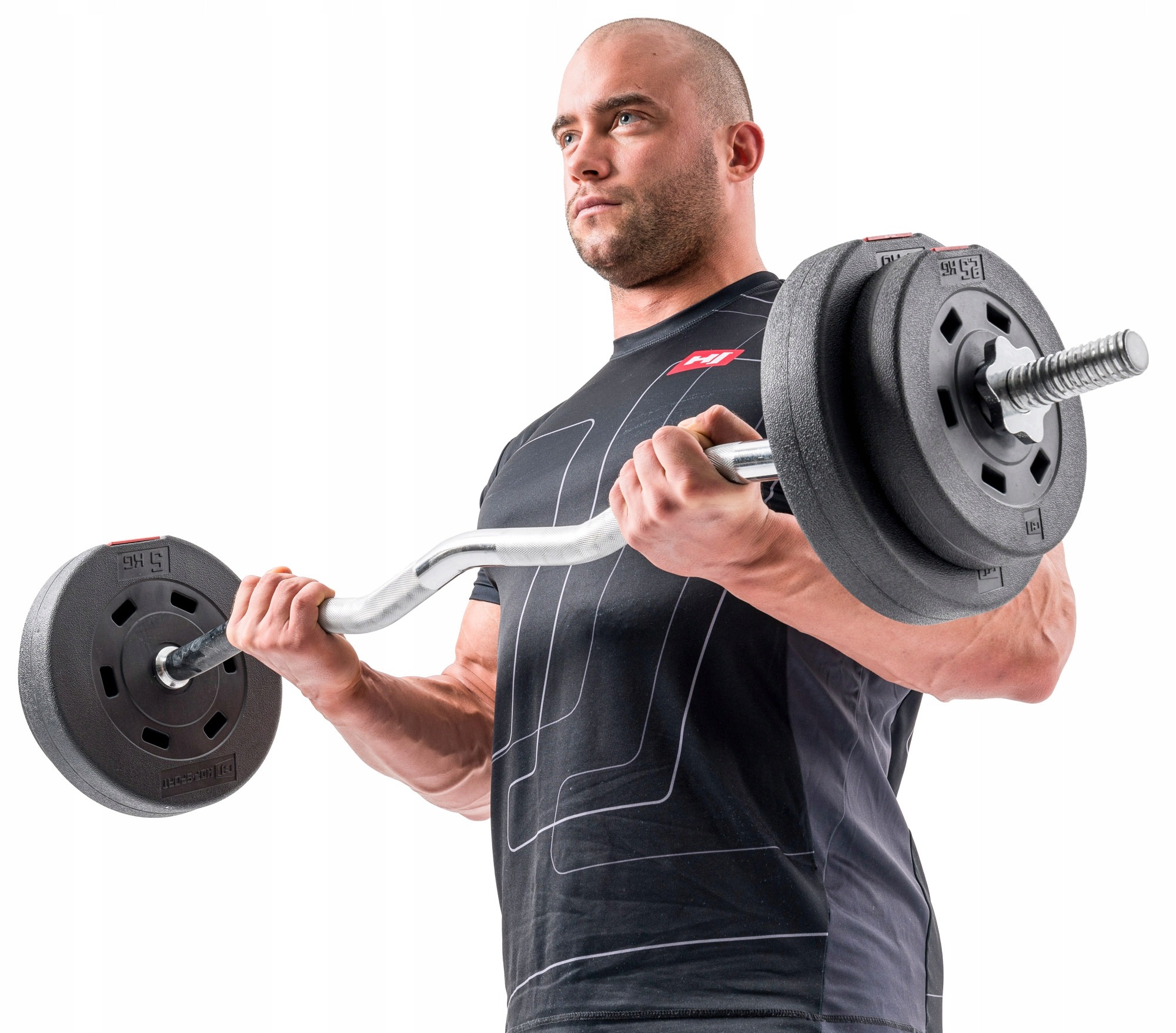 Hop-Sport mierne lomená činková tyč 120 cm, 30 mm, chrómovaná oceľ