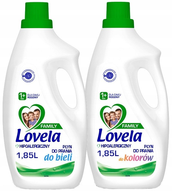 Lovela Family hypoalergénny prací gél Color + White 2×1,85 l – 56 praní pre celú rodinu