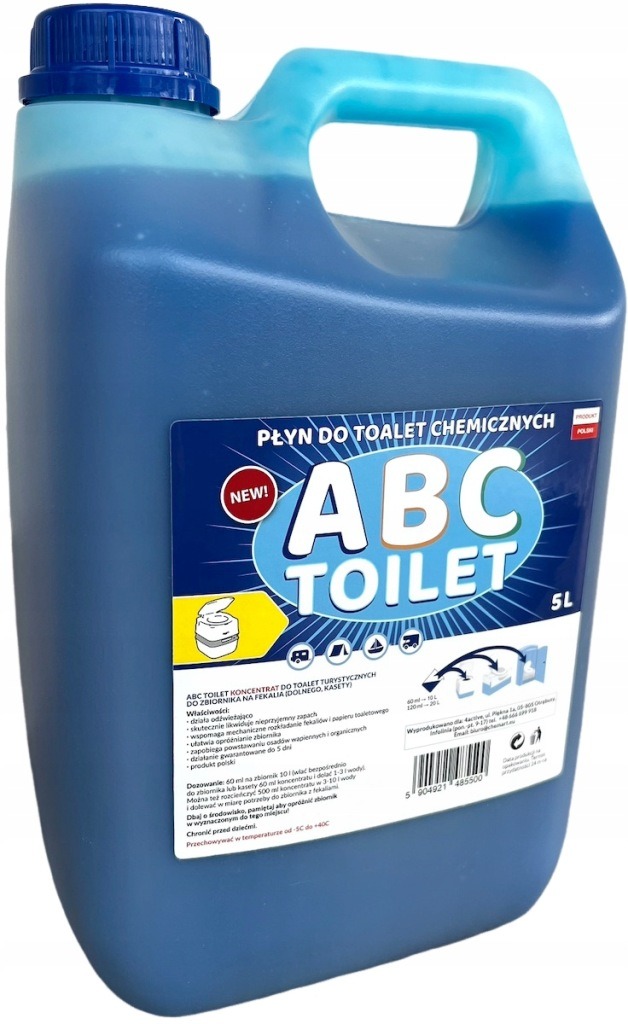 ABC Toilet Blue koncentrát do turistických toaliet 5 l, prípravok do odpadovej a splachovacej nádrže