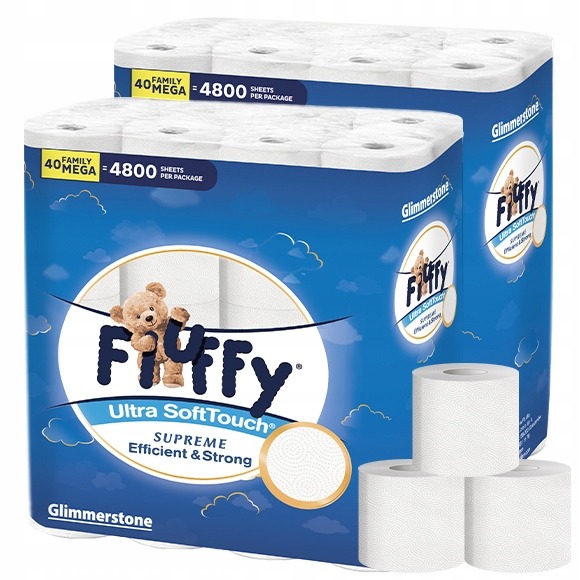 Biely toaletný papier FluFFy 3 vrstvy 80 kotúčov Ultra Soft 9600 listov