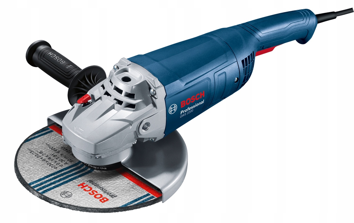 Uhlová brúska Bosch Professional GWS 2200 230 mm – 2200 W s plynulým štartom a bezpečnostným spínačom