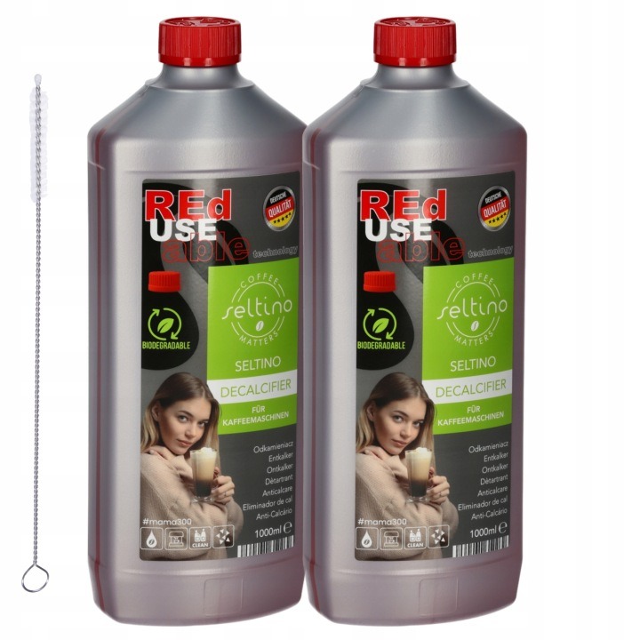 Seltino Decalcifier odvápňovač do kávovarov 2×1000 ml s čistiacou kefkou – univerzálny prípravok na vodný kameň