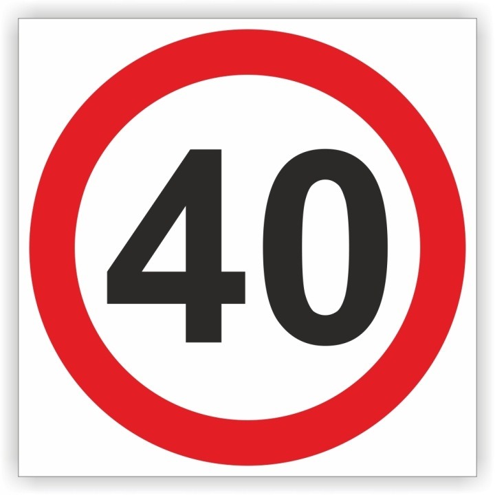Dopravná značka B33 Zákaz prekročenia rýchlosti 40 km/h 40 × 40 cm, výstražná tabuľa