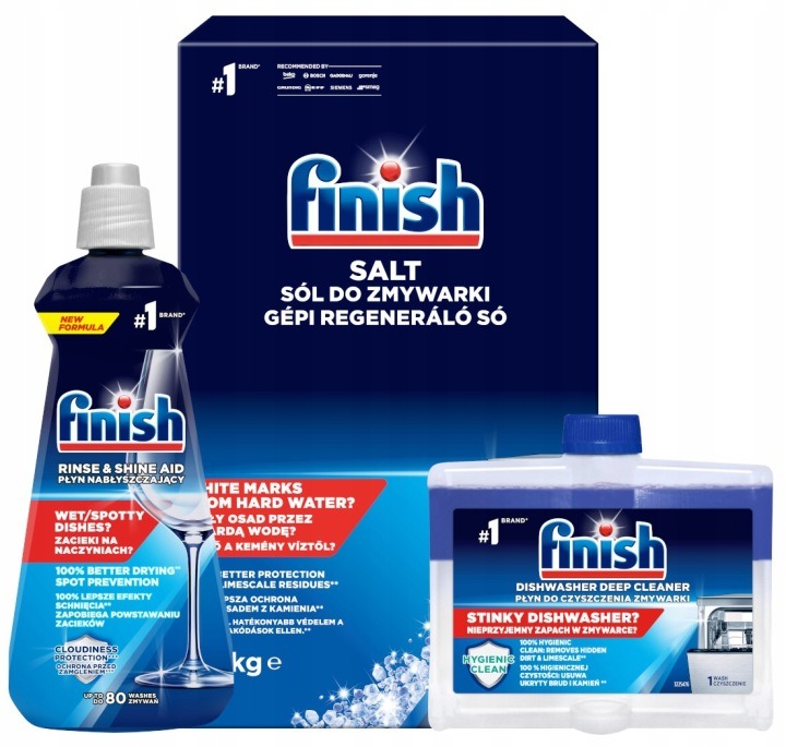 Finish sada do umývačky riadu – soľ 1,5 kg + leštidlo 400 ml + čistič 250 ml