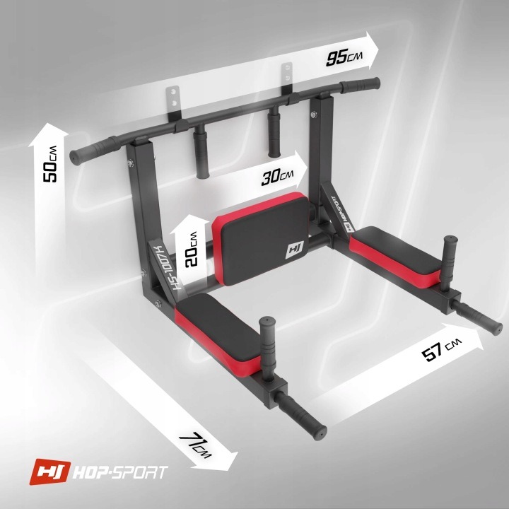Hop-Sport HS-1007K nástenná hrazda s bradlami a opierkami, nosnosť 120 kg