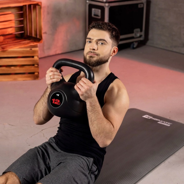 Kompozitný kettlebell 12 kg s vinylovým povrchom a protišmykovou rukoväťou