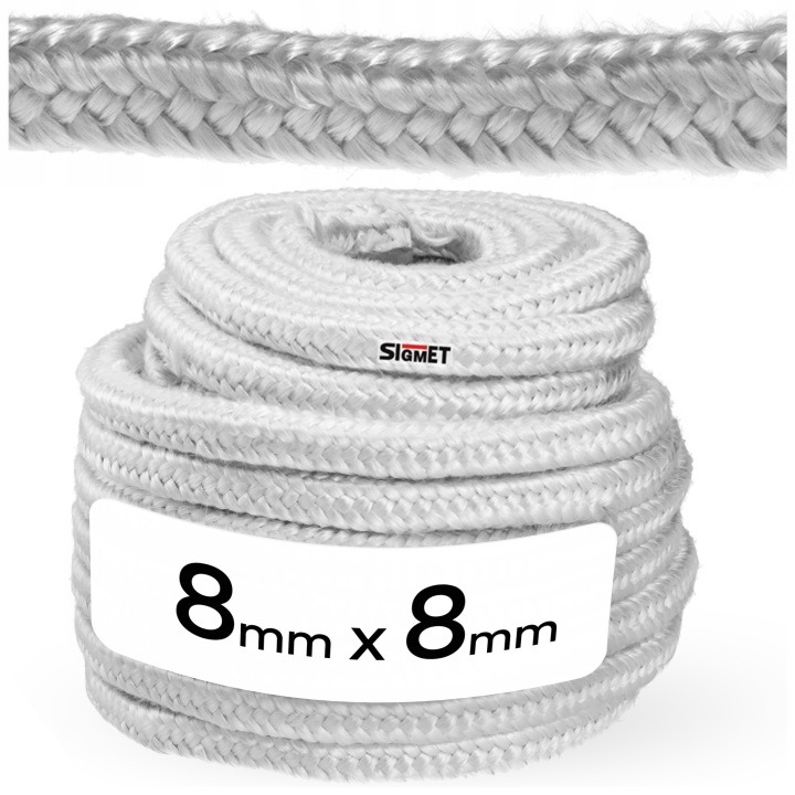 Sigmet žiaruvzdorná tesniaca šnúra 8 × 8 mm pre krby, kachle a kotly – 1 m