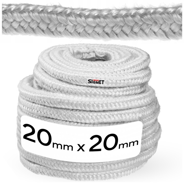 Sigmet žiaruvzdorná tesniaca šnúra 20 × 20 mm pre krby, kachle a kotly – 1 m