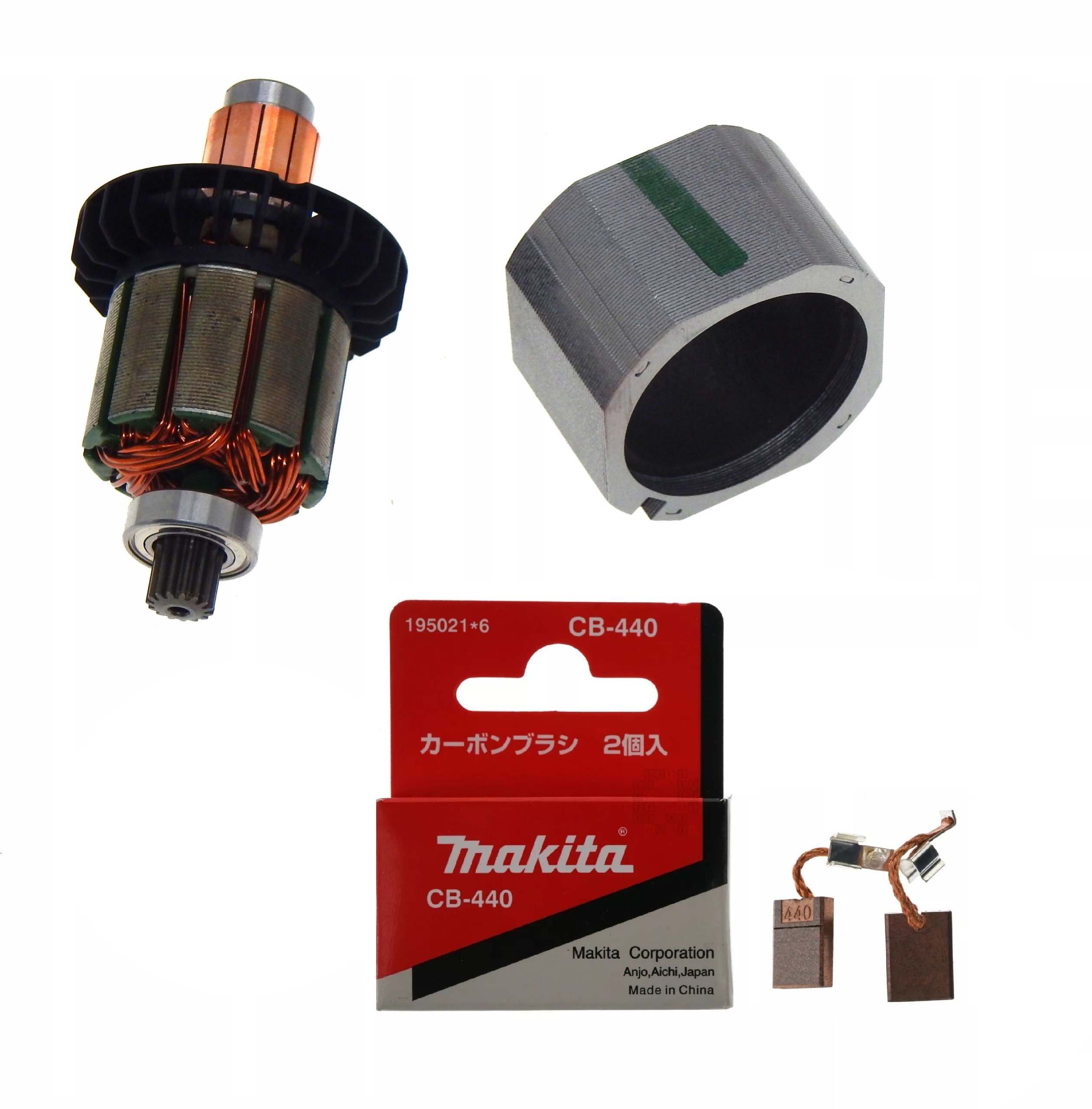 Originálna sada rotor + stator + uhlíkové kefky CB-440 pre Makita DDF482 a DHP482