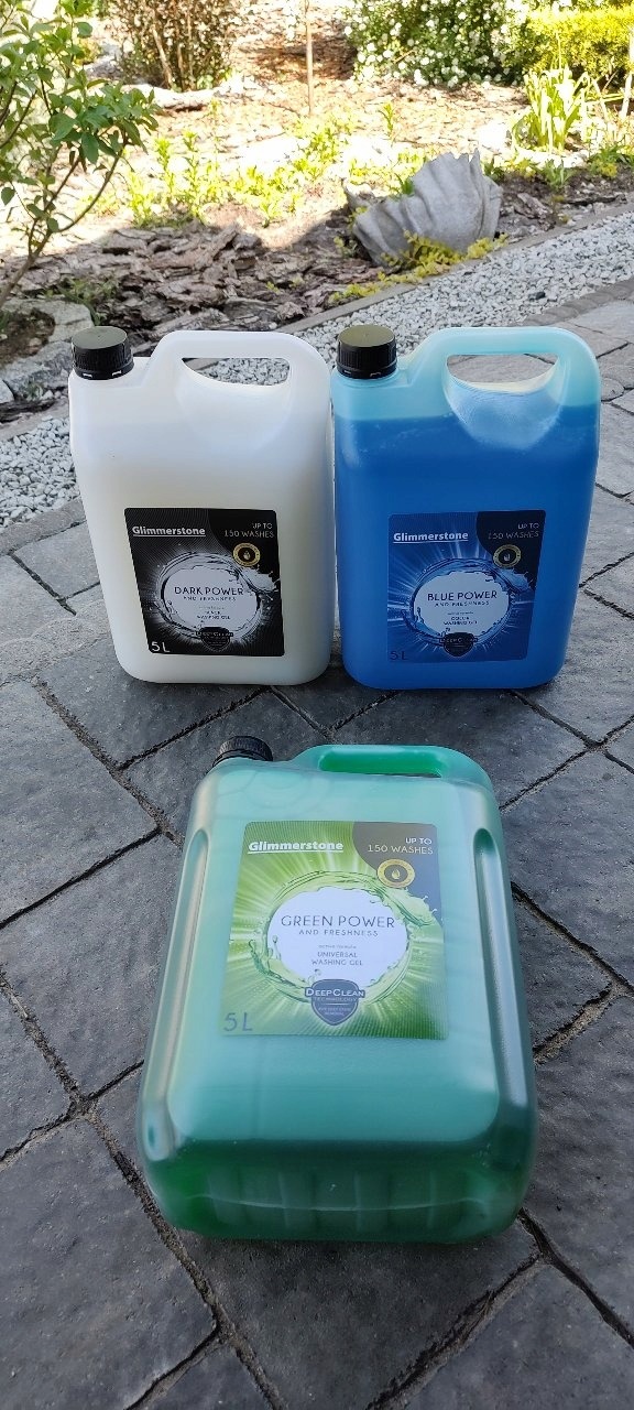Glimmerstone Power Washing Gel MIX sada 3×5 l – univerzálne pranie, farebné a čierne oblečenie, 1350 praní
