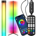 RETOO HomeSmart E984 RGB LED rohová stojaca lampa 150 cm, diaľkové ovládanie, aplikácia, hudobný režim