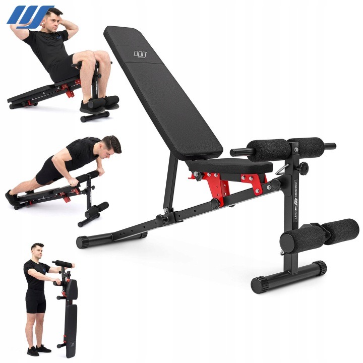 Marbo Sport MH-L111 skladacia multifunkčná lavica, nosnosť 200 kg, 7 polôh operadla