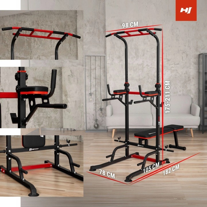 Hop-Sport HS-2015K multifunkčná stacionárna hrazda s bradlami a lavicou
