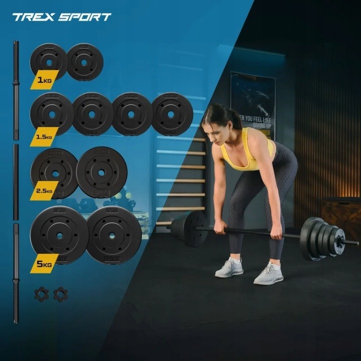 Trex Sport činkový set 28 kg s bitúmenovými kotúčmi a oceľovou osou 28 mm