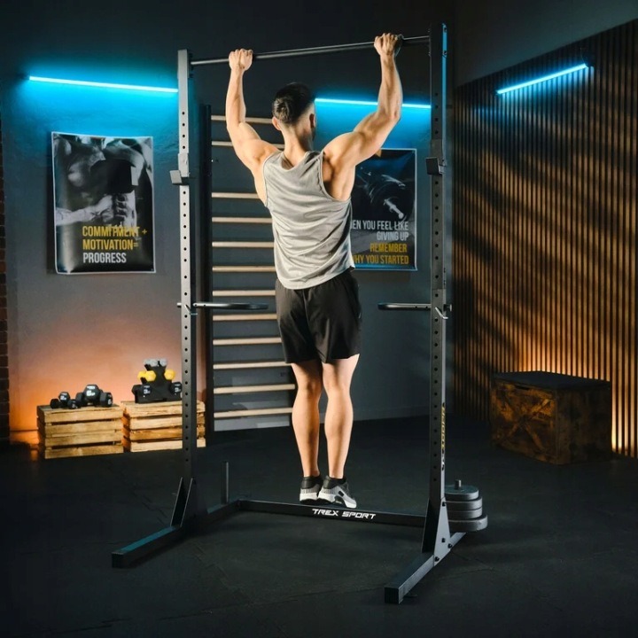 Stacionárna hrazda s bradlami Trex Sport – multifunkčná posilňovacia stanica na zhyby a dipy, nosnosť 300 kg