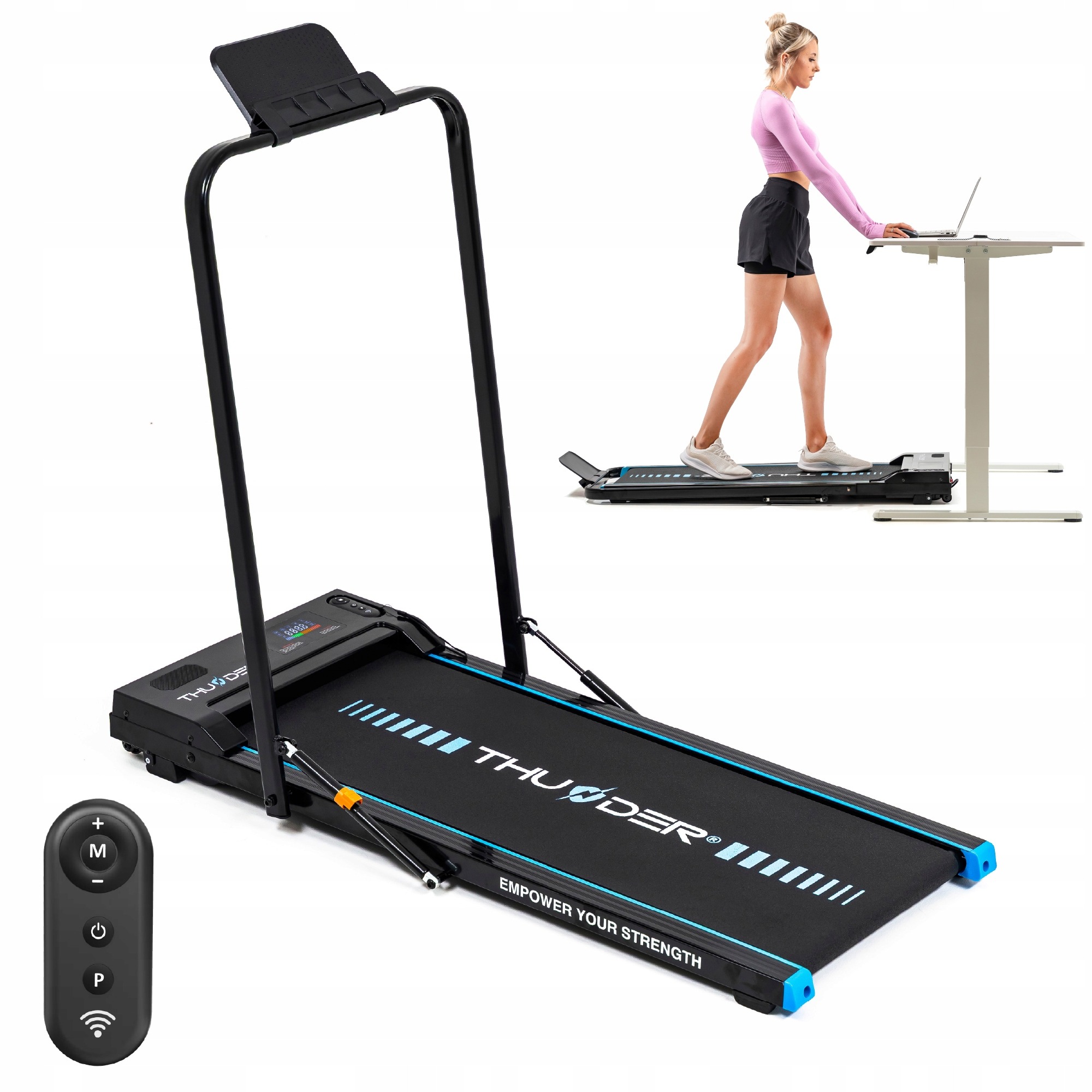 Elektrický skladací bežecký pás THUNDER VIVA 1–8 km/h, 110 kg, 2 HP, Bluetooth