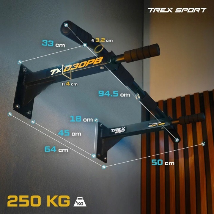 Trex Sport nástenná hrazda na zhyby s držiakom na boxovacie vrece do 250 kg