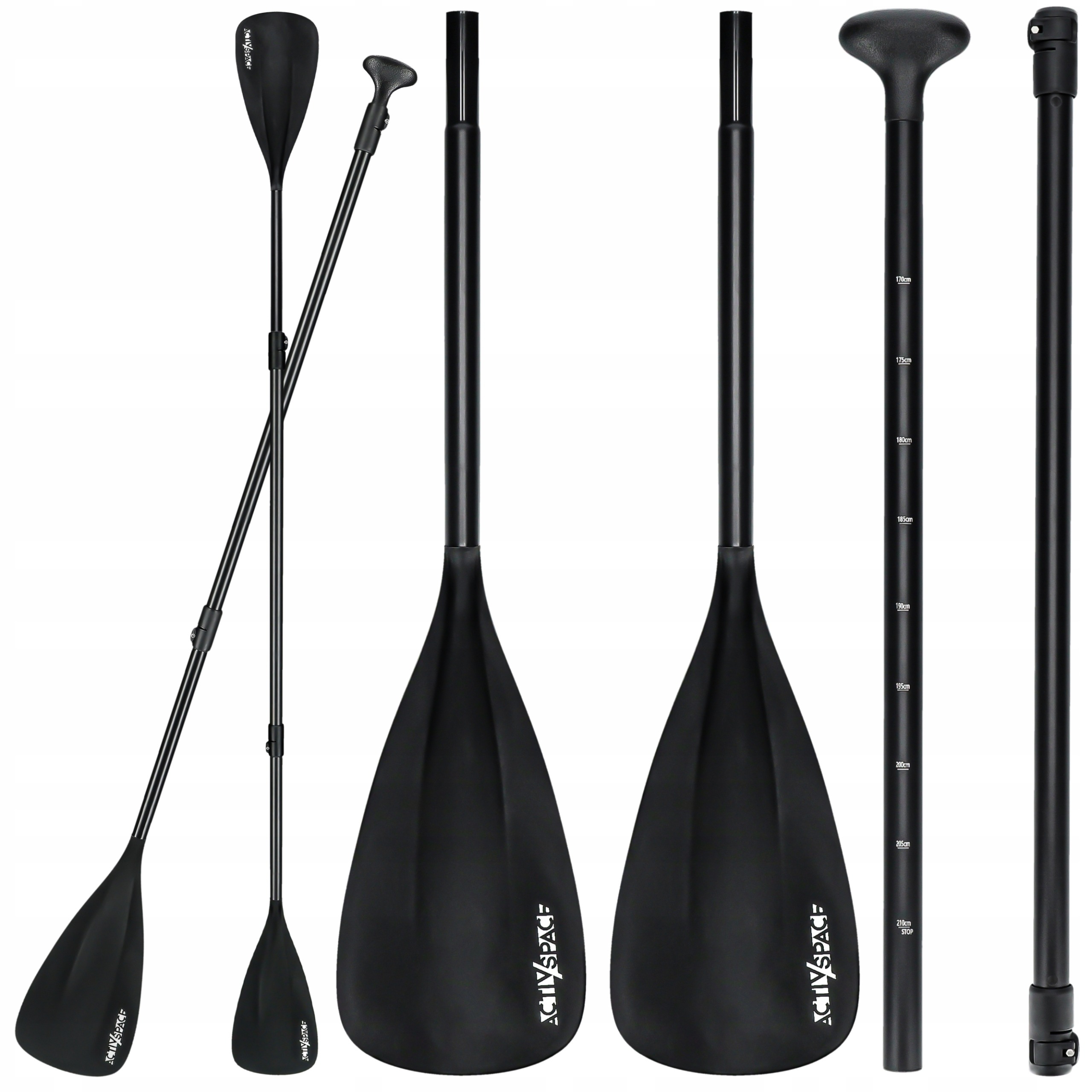 Skladacie SUP a kajakové pádlo 2v1 229 cm PRO – nastaviteľné 4-dielne hliníkové pádlo