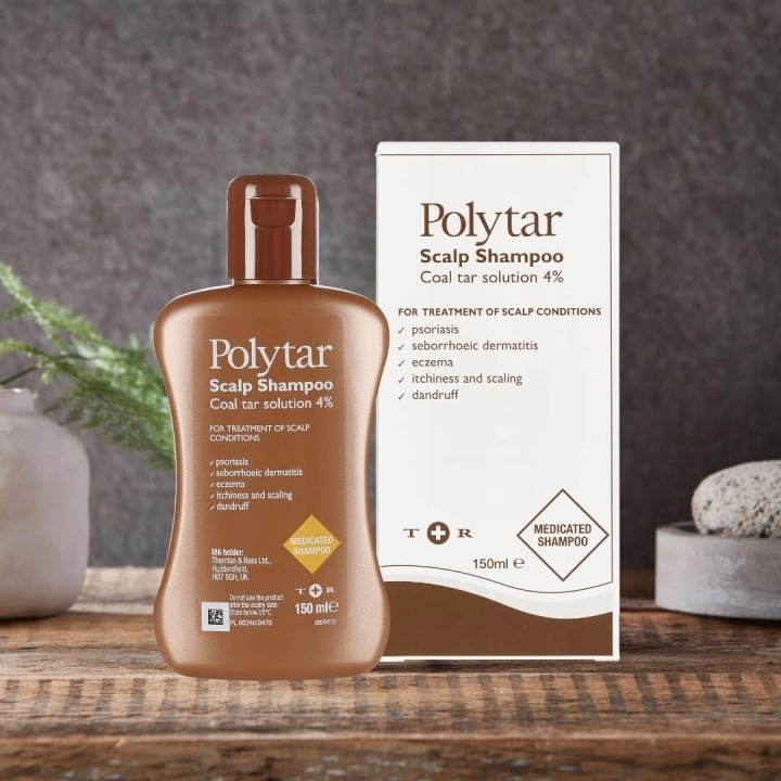 POLYTAR šampón proti lupinám 150 ml – terapeutický šampón s 4 % uhoľným dechtom na pokožku hlavy