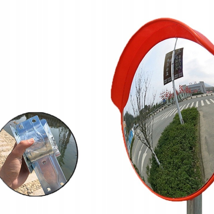 Bezpečnostné dopravné zrkadlo nerozbitné 30 cm s držiakom, skladové a cestné zrkadlo