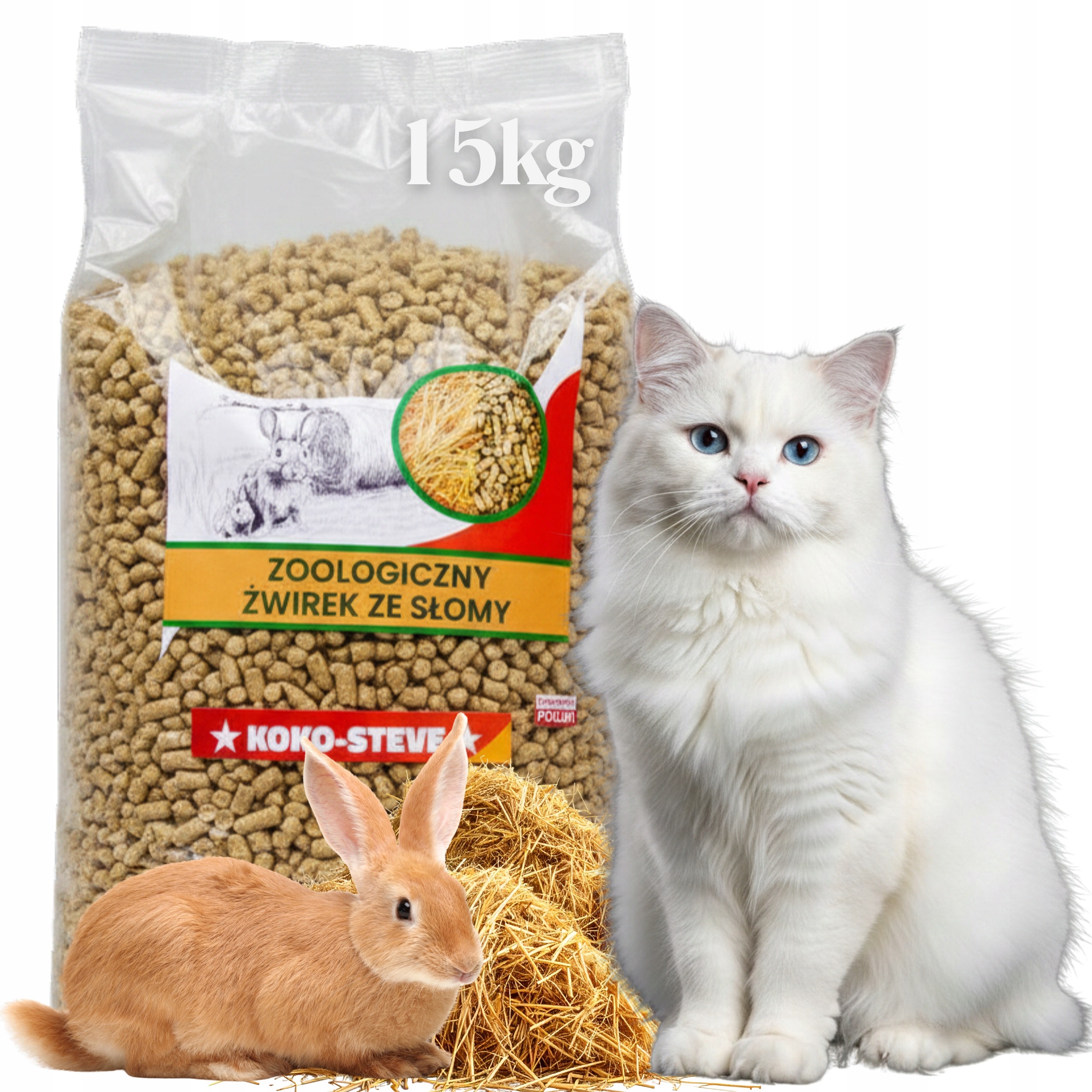 Slamená peletová podstielka KOKO STEVE 40 l / 15 kg pre mačky, králiky a hlodavce