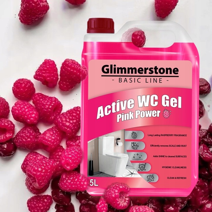 Glimmerstone Pink Power aktívny čistiaci gél na toalety 5 l – hygienické čistenie a odstránenie nečistôt