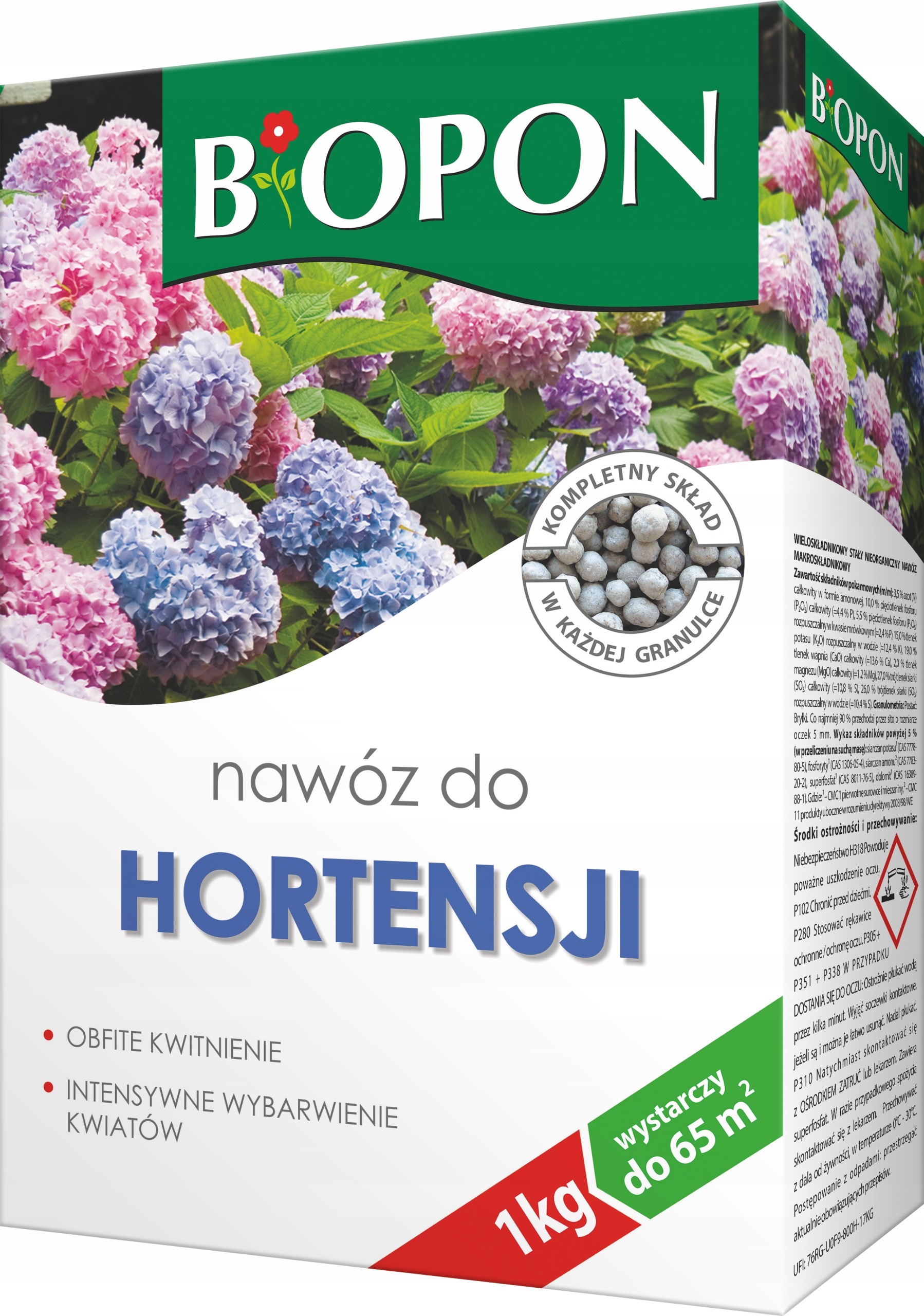 BIOPON hnojivo pre hortenzie 1 kg – granulované minerálne hnojivo pre bohaté kvitnutie a zdravý rast