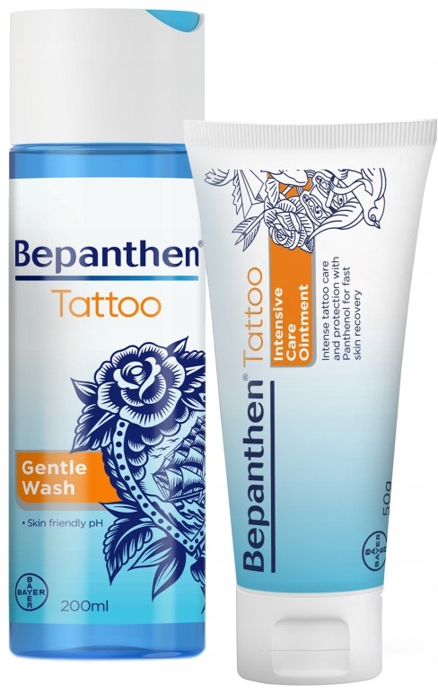 Bepanthen Tattoo sada na starostlivosť o tetovanie – ochranná masť 50 g + čistiaci gél 200 ml