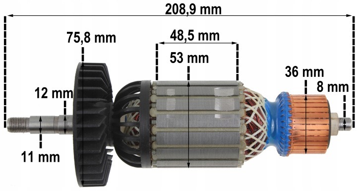 Rotor 310009880 pre uhlové brúsky Metabo W, WX a Z – krátka verzia