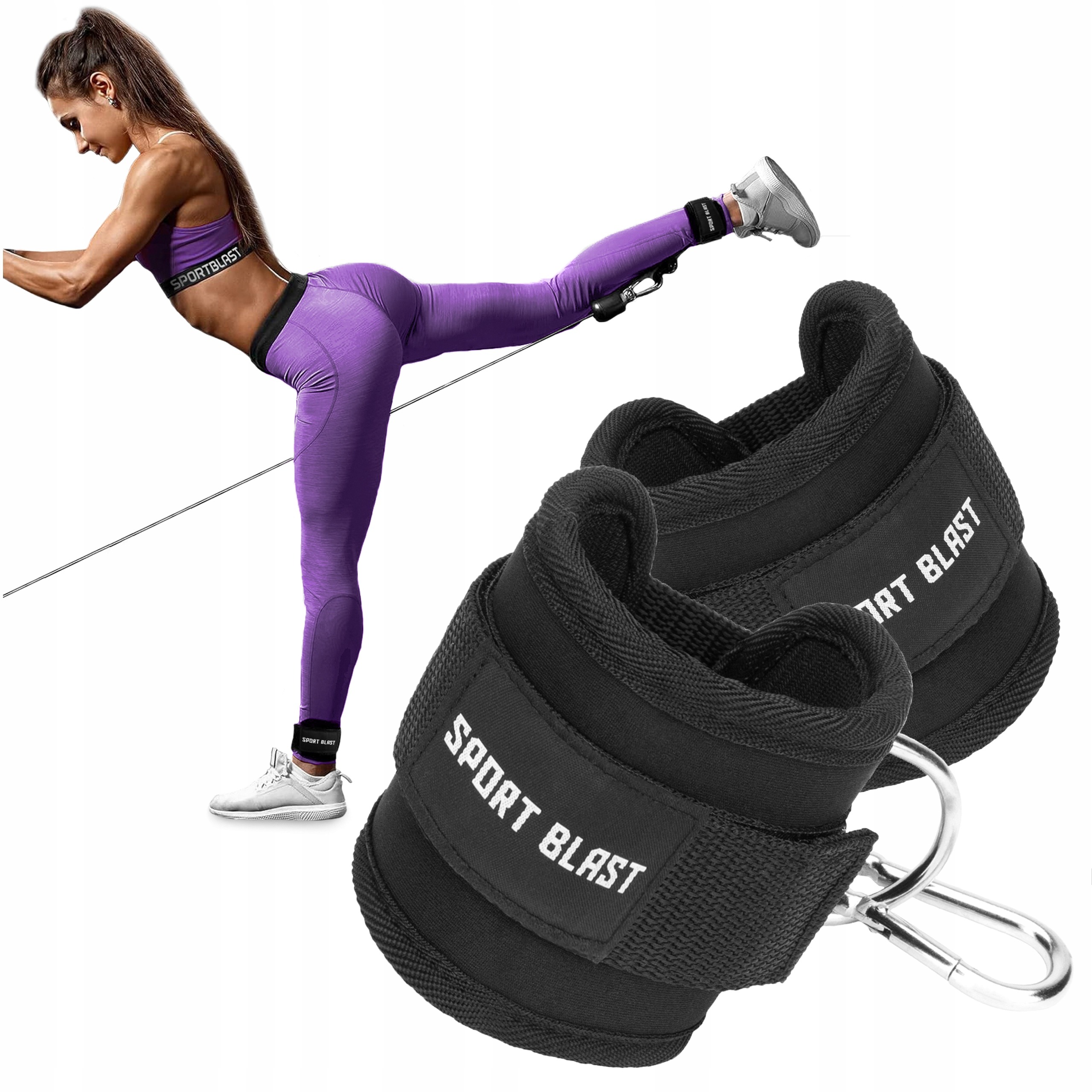 SPORT-BLAST členkové popruhy na kladku 2 ks, neoprénové, 42 × 8 cm