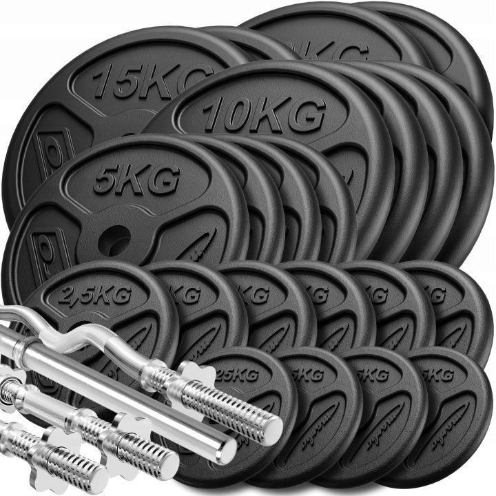 MARBO Sport SLIM 173 kg sada liatinových závaží s rovnou, lomenou a 2 jednoručnými tyčami 30 mm