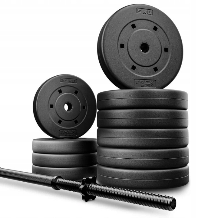 Trex Sport bitúmenová sada závaží 46 kg s osou 150 cm – nastaviteľná činka na silový tréning