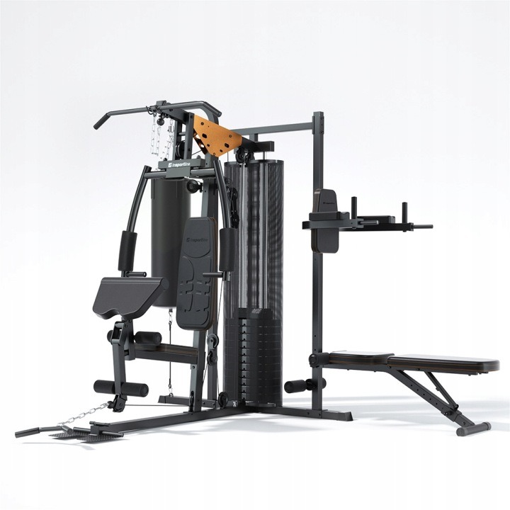Multifunkčná posilňovacia veža inSPORTline ProfiGym C60, 70 kg, lavica, bradlá a boxovacie vrece