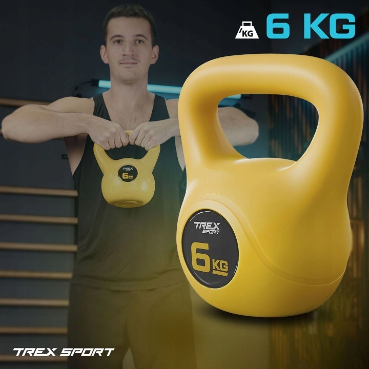 Trex Sport kettlebell 6 kg vinylový činkový závažový zvon na silový a kondičný tréning