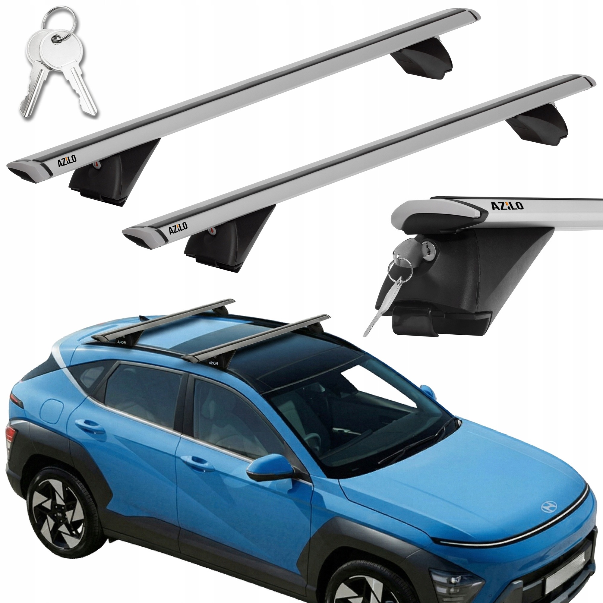 Strešný nosič AZILO EMC Expert 120 – hliníkové aerodynamické priečniky na integrované strešné lyžiny, 120 cm, 90 kg