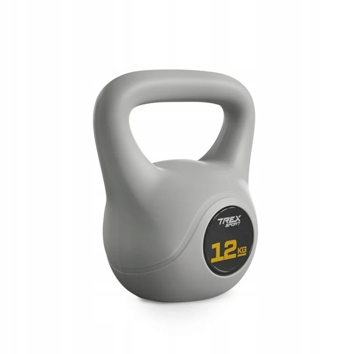Trex Sport TX-012CKB kettlebell 12 kg vinylový so širokou rukoväťou, sivý