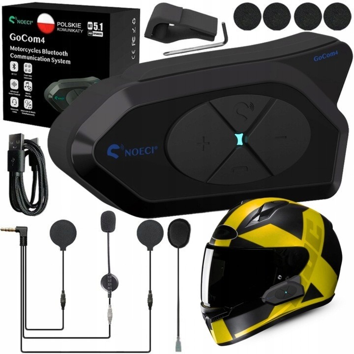 Motocyklový interkom noeci gocom4 1200m bluetooth poľský reproduktor fm rádio