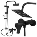 Sprchová batéria VETTÄ VETTA-014 s dažďovou sprchou, čierna matná, kompletný sprchový set