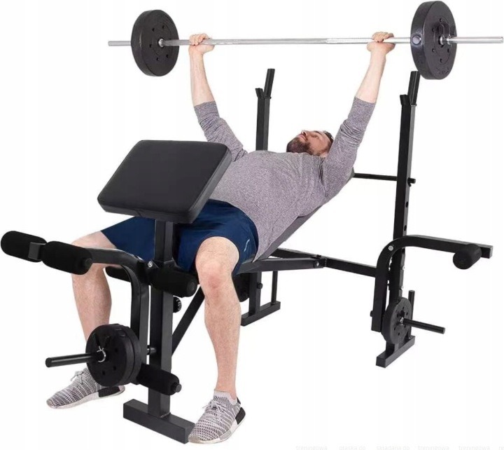 Multifunkčná nastaviteľná posilňovacia lavica Hop-Sport HS-1065HB Pro s bicepsovou opierkou, butterfly a adaptérom na nohy