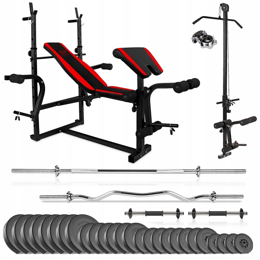 SAPPHIRE XYLO 178 kg kulturistická sada s lavicou XG-500, činkami a 135 kg závažím