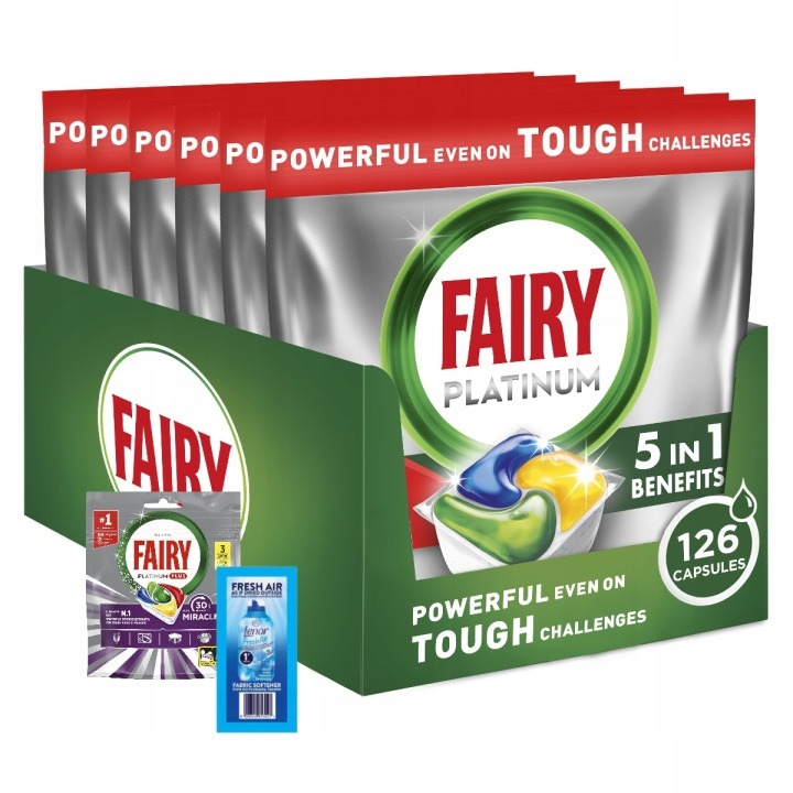 Fairy Platinum All in One kapsule do umývačky riadu 126 ks. Citrón + ZDARMA