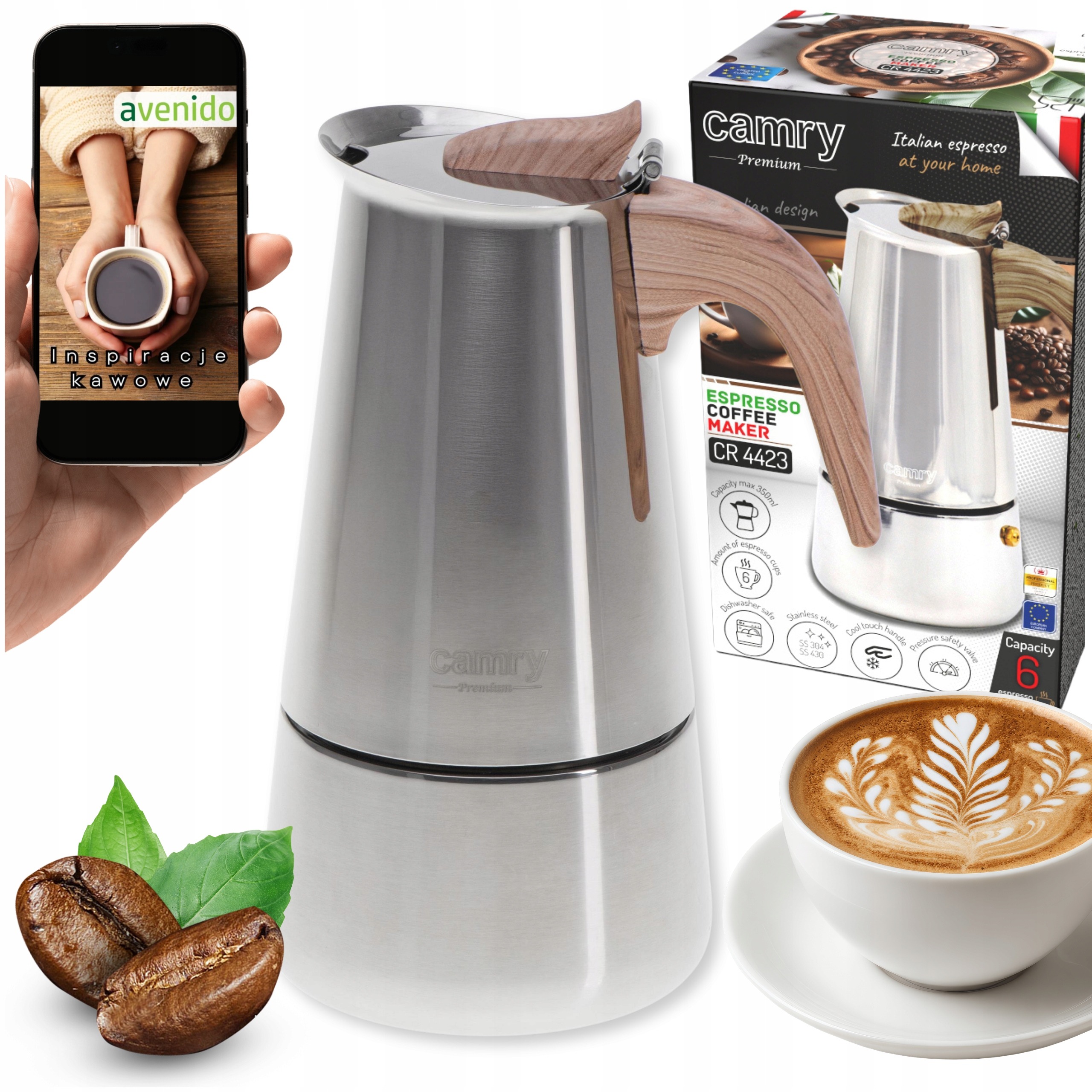 KÁVOVAR ESPRESSO KÁVOVAR Pracuje na indukčnom plyne Oceľ 350 ml
