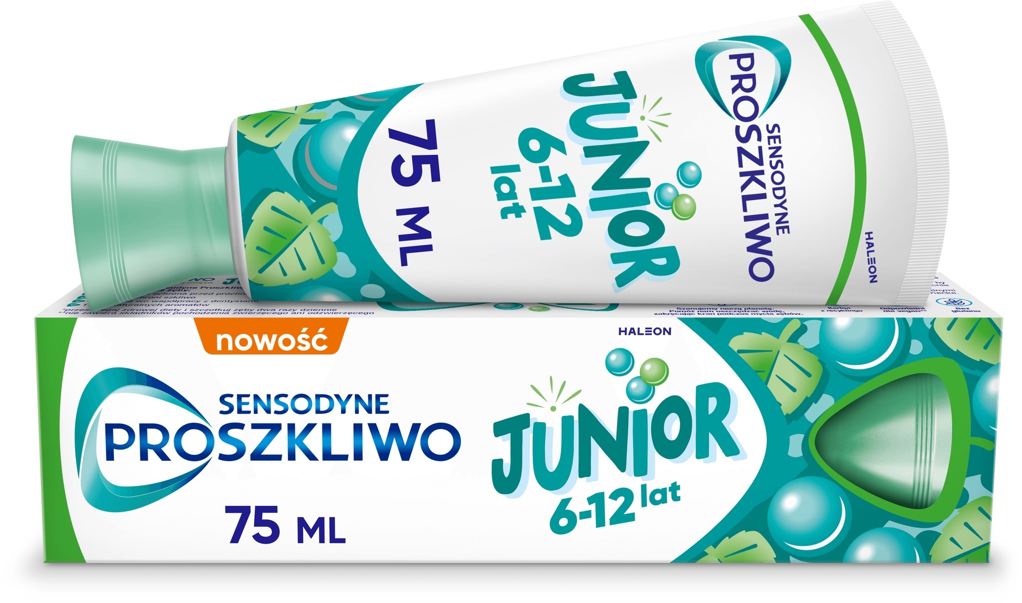 Sensodyne Junior Powder Enamel zubná pasta pre deti 6–12 rokov 75 ml – Bubble Mint, ochrana citlivej skloviny