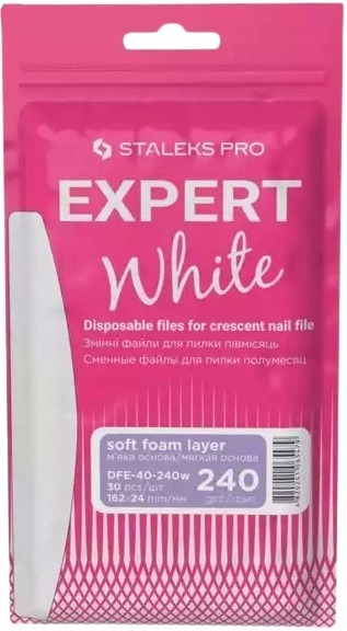 Staleks Expert 40 náhradné pilníky 240 grit 30 ks – biele jednorazové pilníkové nástavce na mäkkom podstavci