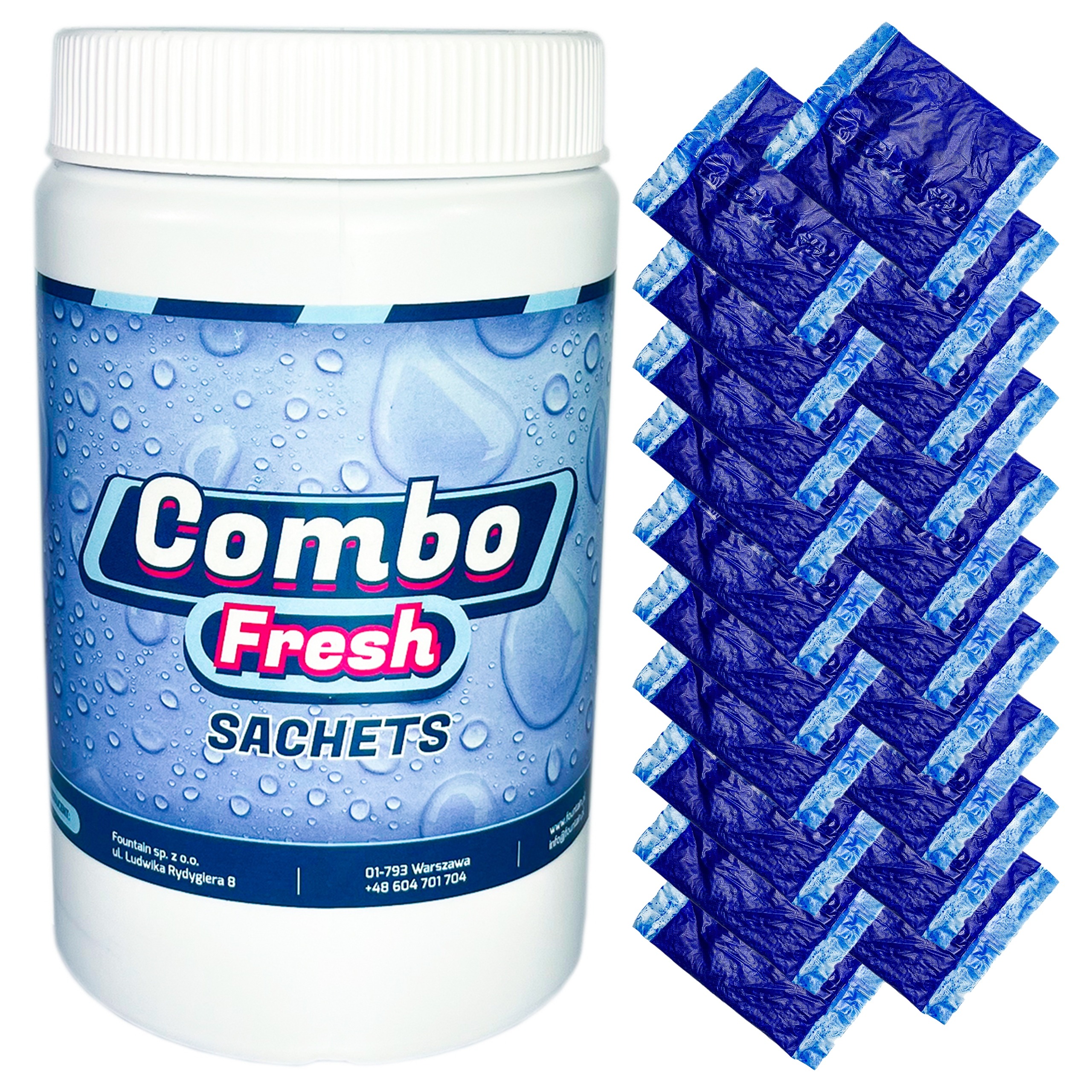 Combo Fresh modré kapsuly do turistických toaliet 20 ks – dezodoračné vrecká na odpadovú nádrž