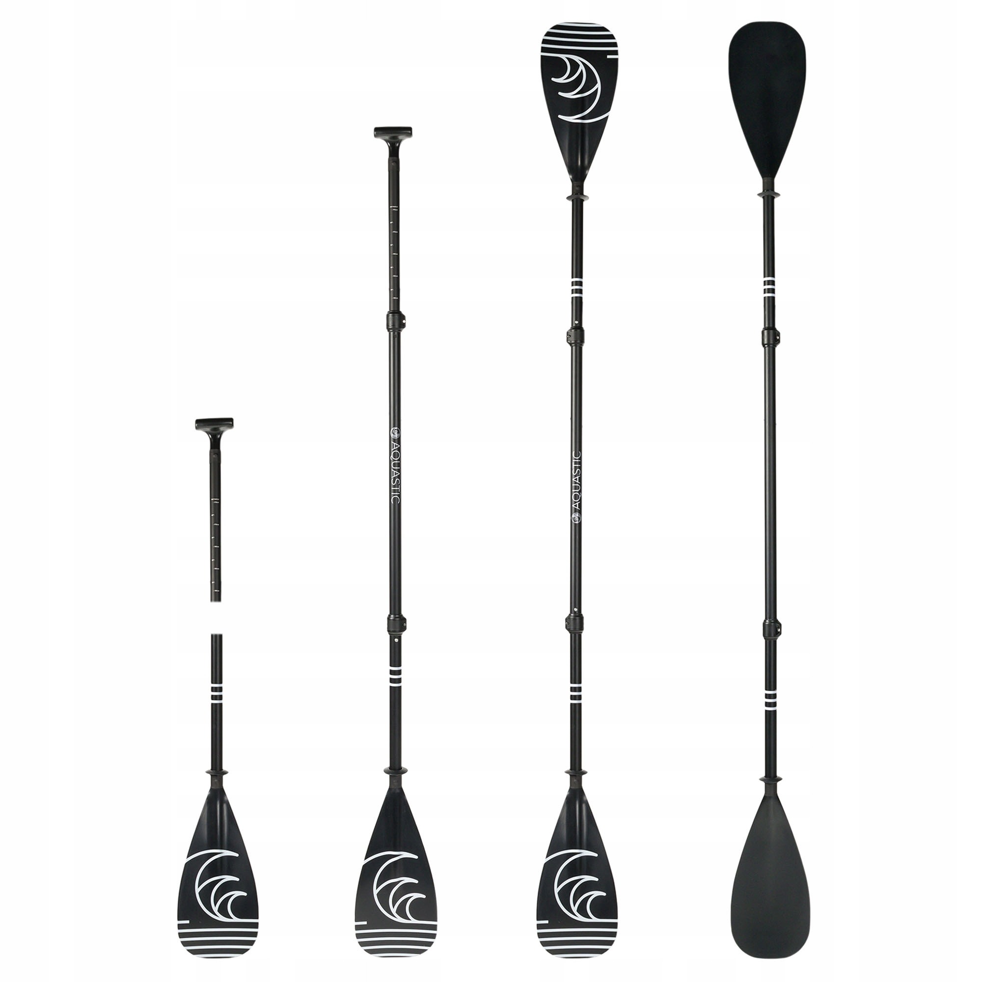 AQUASTIC AQS-SPD004 skladacie SUP a kajakové pádlo 2v1 170–220 cm čierne 3-dielne