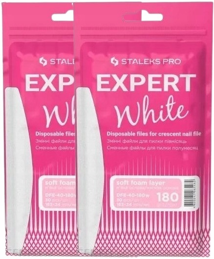 Staleks Expert 40 náhradné pilníky 180 grit 60 ks – biele jednorazové pilníky na mäkkom podstavci