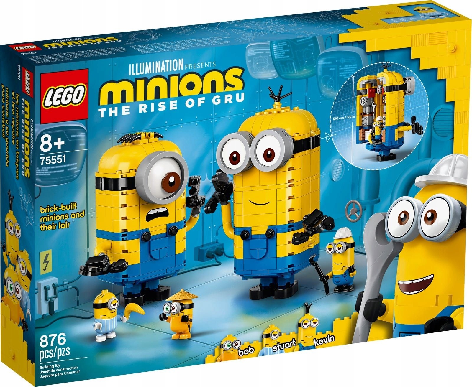 LEGO Minions 75551 Mimoňovia z kociek a ich hniezdo – stavebnica s Kevinom, Stuartom a Bobom