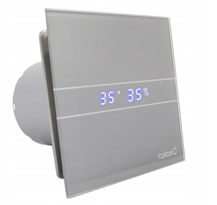 Inteligentný kúpeľňový ventilátor CATA E-100 GTH Silver – hygrostat, časovač a LED displej
