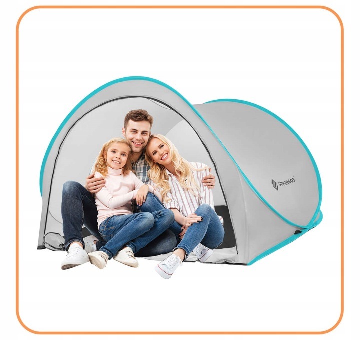 Samorozkladací plážový stan XXL UV 50+ – veľká turistická plážová zástena s Pop-Up konštrukciou